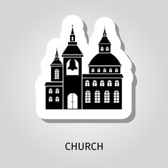 Church black silhouette building sticker
