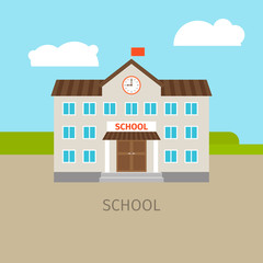 Colored school building illustration