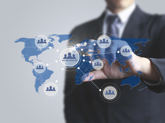 Hand touch virtual icon osocial network