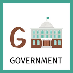 Alphabet card with goverment building