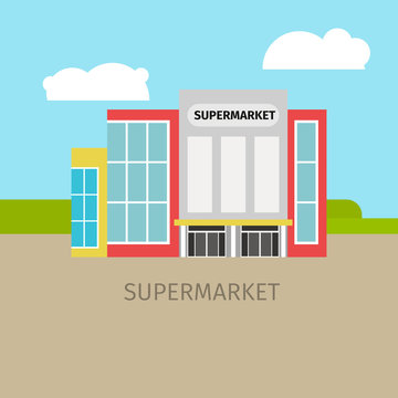 Colored supermarket building illustration
