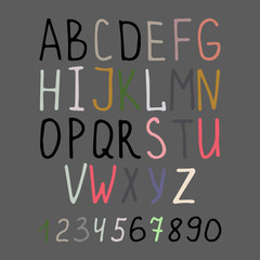 Calligraphy alphabet on grey background