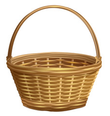 Empty wicker basket with handle arc - obrazy, fototapety, plakaty