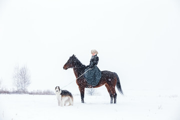 Horsewoman on the reconstruction of dog hunting