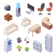 Office Interior Isometric Elements