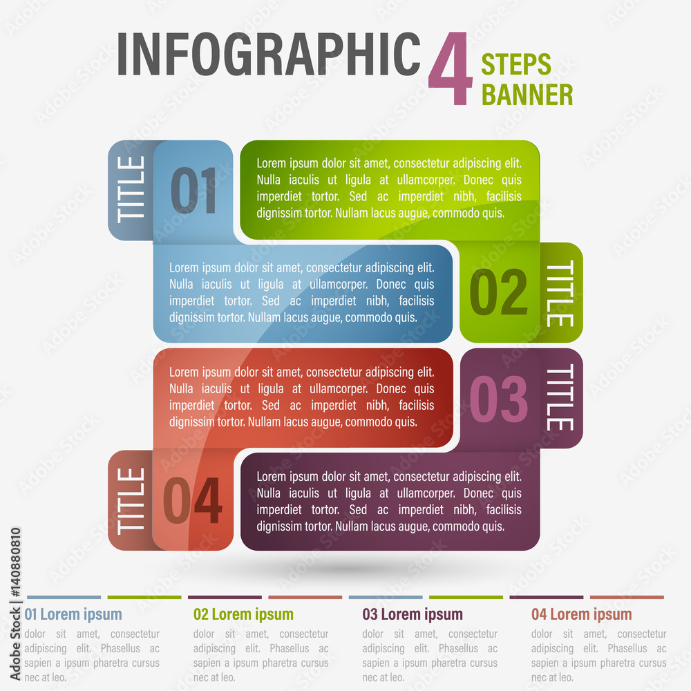 Fototapete abstract business four steps infographic template. can be used for layout, workflow, number options.