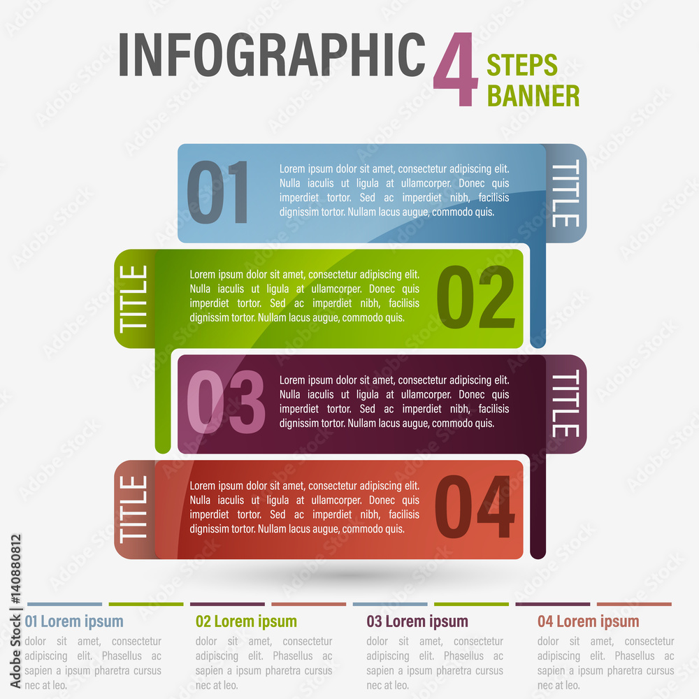 Fototapete Abstract business four steps infographic template. Can be used for layout, workflow, number options. Part 28.