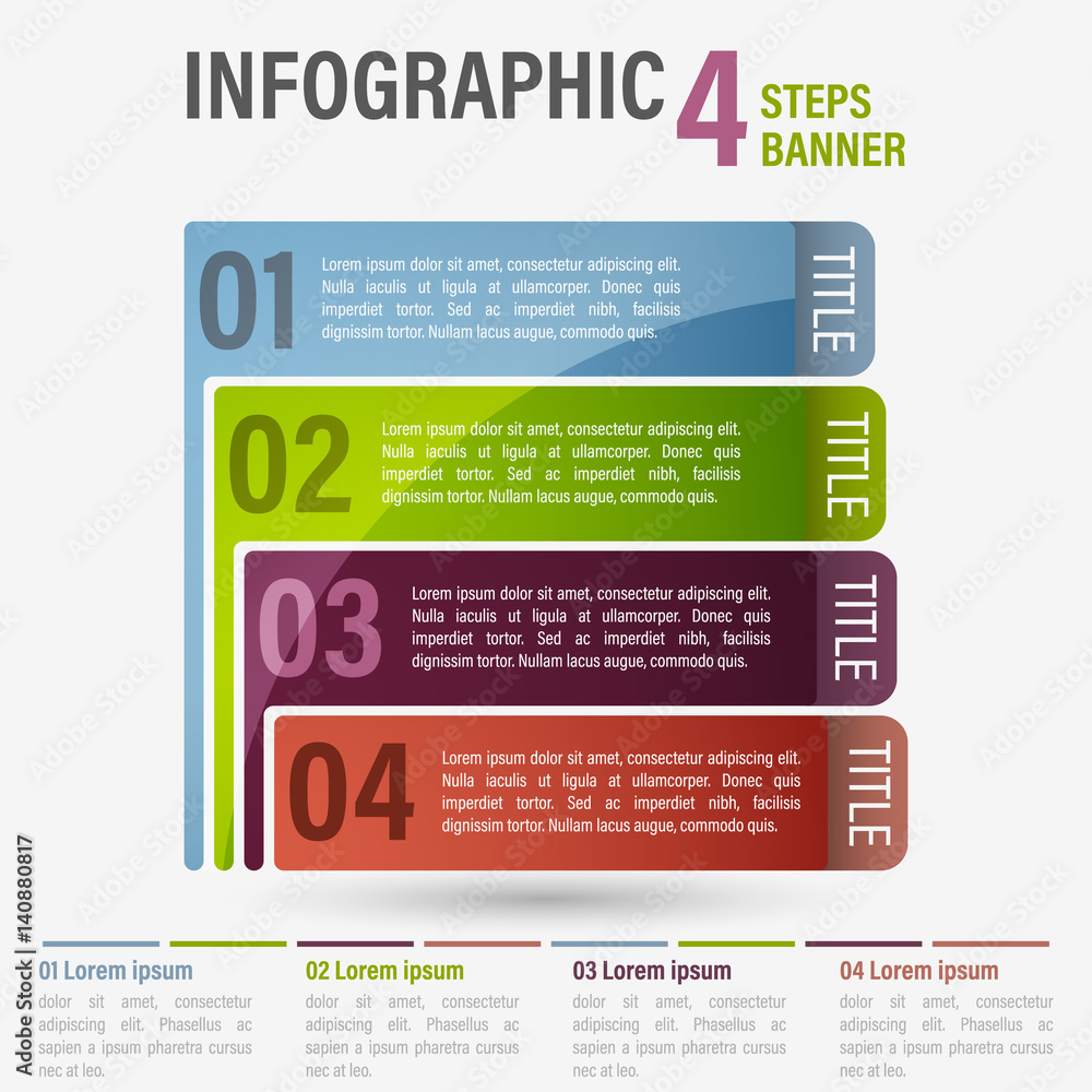 Fototapete Abstract business four steps infographic template. Can be used for layout, workflow, number options. Part 30.
