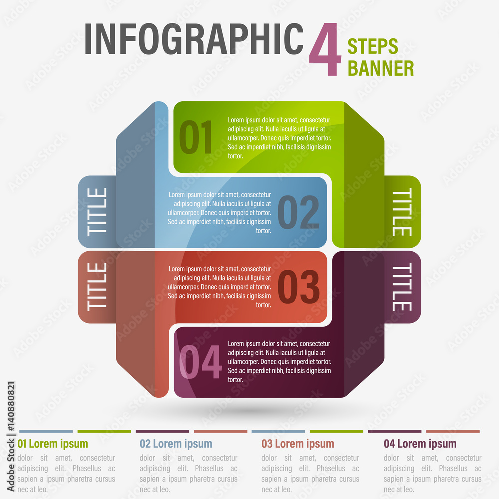 Fototapete Abstract business four steps infographic template with perspective. Can be used for layout, workflow, number options. Part 32.