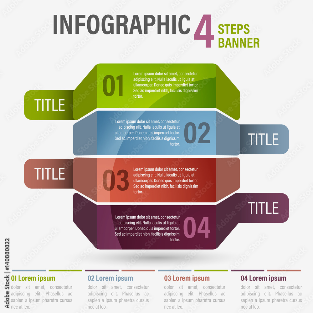 Fototapete Abstract business four steps infographic template with perspective. Can be used for layout, workflow, number options. Part 34.