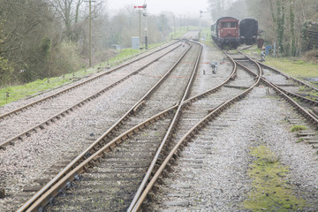 Fototapeta na wymiar Old Railway Line with Carriages