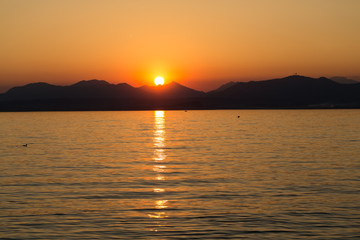 Beautiful sunset at Garda lake in Italy