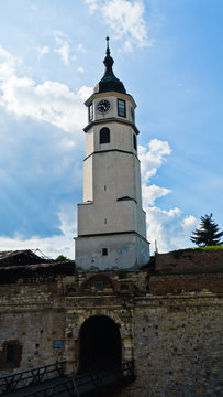 Clock tower at Kalemegdan fortress in Belgrade, Serbia