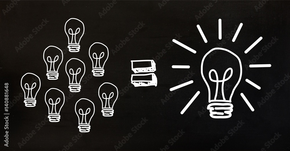 Poster conceptual image showing power efficiency light bulb