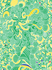 Abstract colored tree on a multi-colored background.Vector