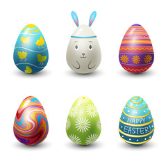 Easter eggs painted with spring pattern vector illustration.