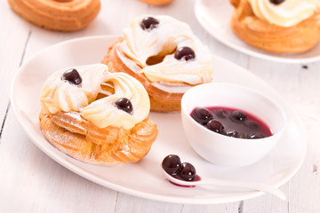 Zeppole with pastry cream.