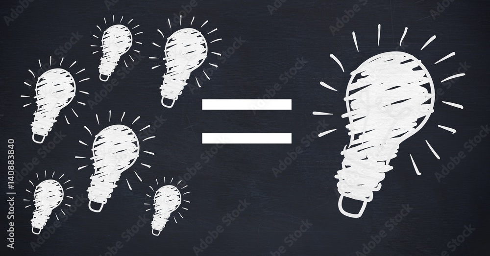 Poster conceptual image showing power efficiency light bulb