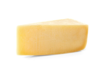 Piece of fresh cheese on white background
