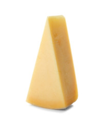 Piece of fresh cheese on white background