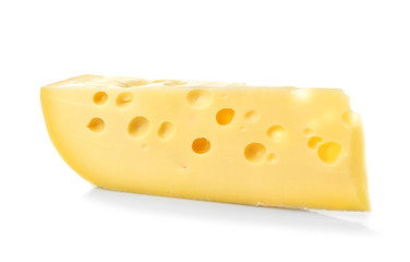 Piece of fresh cheese on white background