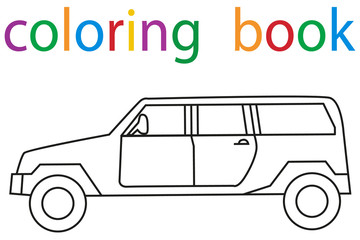 Vector, isolated book coloring book for boys car