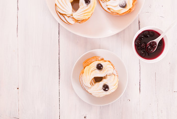 Zeppole with pastry cream.