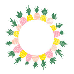Frame with tropical fruits. Pineapple decoration.