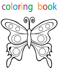 book coloring cartoon butterfly character isolated