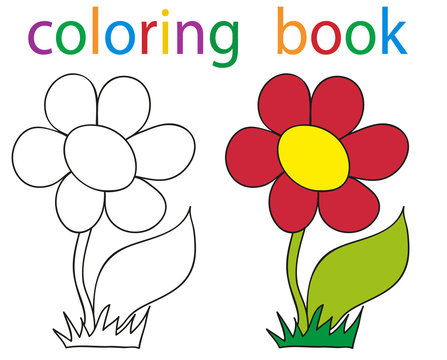 Vector, book coloring flowers just
