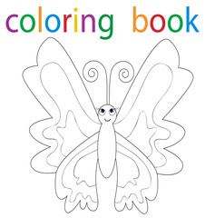 Vector, butterfly coloring book just a character