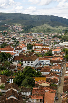 View over Mariana from the from the bell tower of Basilica de Sao Pedro dos Clerigos, Minas Gerais, Brazil.