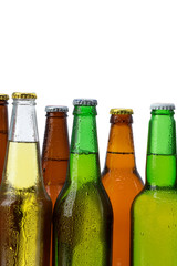 Set of beer bottles isolated