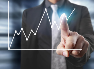 financial symbols coming from hand