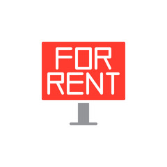 For rent signboard icon vector, filled flat sign, solid colorful pictogram isolated on white. Symbol, logo illustration. Pixel perfect