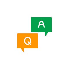FAQ, questions and answers icon vector, filled flat sign, solid colorful pictogram isolated on white. Symbol, logo illustration. Pixel perfect
