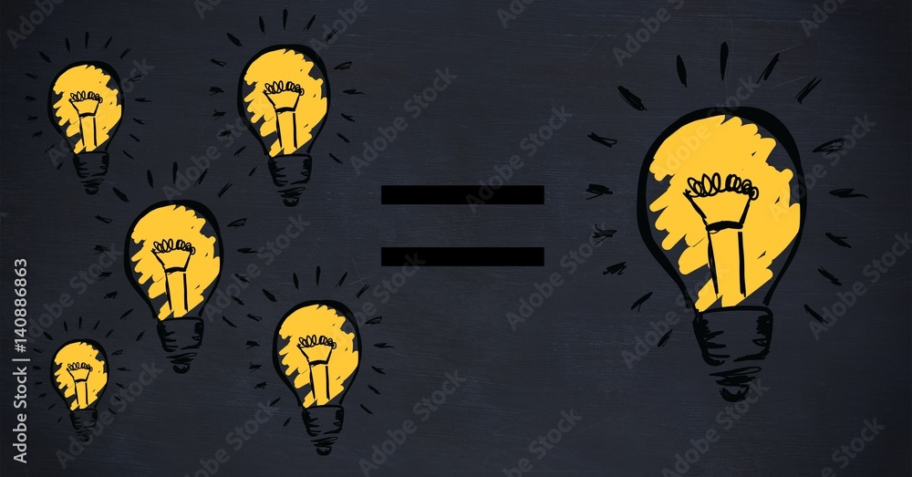 Poster Conceptual image showing power efficiency light bulb