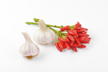 Red chili peppers and garlic