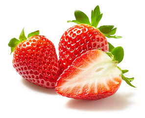 fresh strawberries on white background