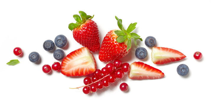 Fototapeta various berries on white background