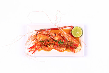 Large prawn topped spicy coconut cream curry.