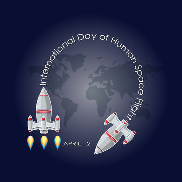 Vector illustration of International day of human space flight.
