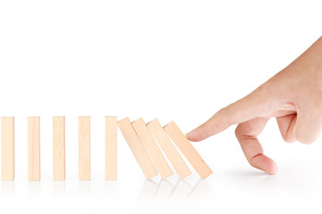hand stop  dominoes continuous toppled