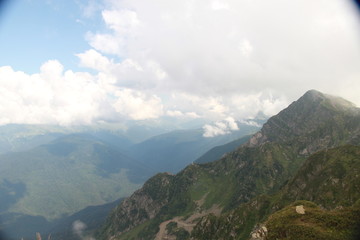 Mountains of Krasnaya Polyana in the clouds