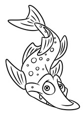 fish pike coloring page cartoon Illustrations isolated image animal character