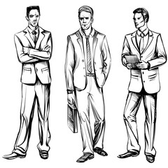 Man in business suit, vector sketch.