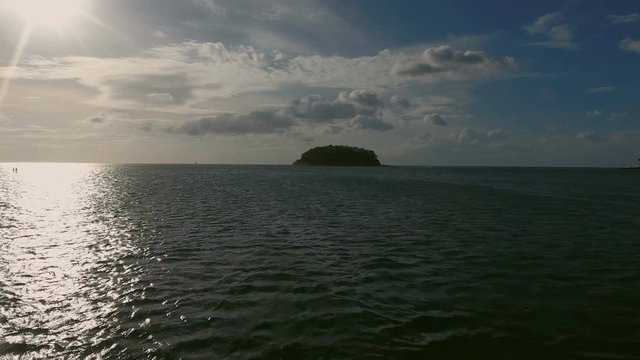 View above of small wild island in the sea