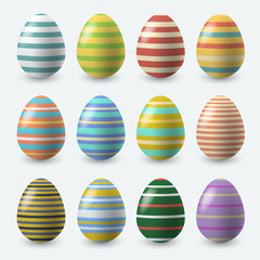 Colorful Easter Eggs on White Background : Vector Illustration