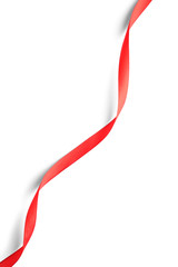 Silk red ribbon isolated on white