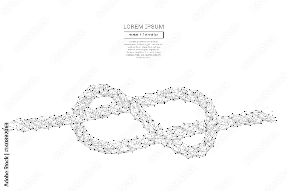 Poster abstract mash line and point knot on background with an inscription. starry sky or space, consisting